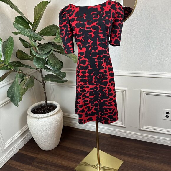 DKNY Leopard Print A-line 3/4 Sleeve Dress – Size 12 - Picture 3 of 14